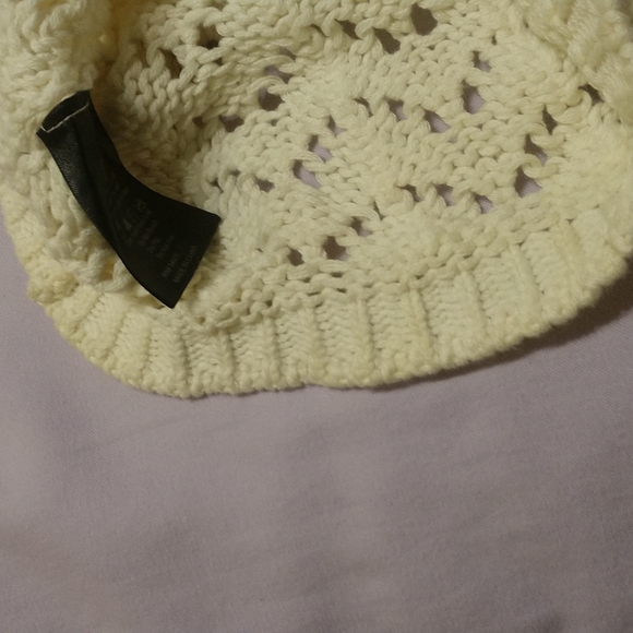 Cream Crocheted Beanie - Picture 3 of 4
